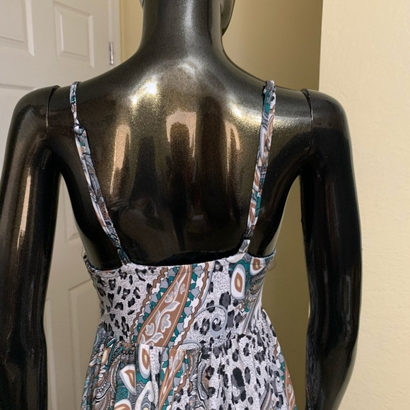 Hot Gal Teal and Brown Paisley Maxi Dress, Size Small - Picture 6 of 8